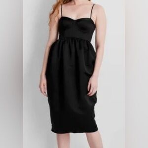 Women's Sweetheart Bubble Satin Midi Dress Size XXL Black NWT Sleeveless Party